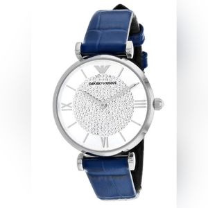 😍 New Emporio Armani Women's Gianni T-bar Quartz Silver Dial Watch